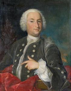 DAELLIKER Johann Rudolf 1694-1769,Bildnis eines Herrn im grauen Samtrock mit weiße,Galerie Bassenge 2017-12-01