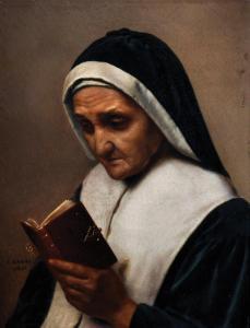 DAEMS Ferdinand 1809-1875,Study of a Nun reading,1851,John Nicholson GB 2019-10-02