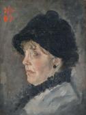 DAEYE Hippolyte 1873-1952,Portret van een dame inprofiel.,1901,Bernaerts BE 2010-12-13