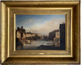 DAGNAN Isidore,Le pont Marie à Paris,1830,Gautier-Goxe-Belaisch, Enghien Hotel des ventes 2021-12-05