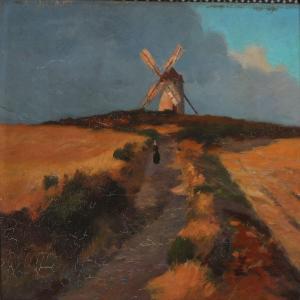 DAGNAUX Albert Marie A 1861-1933,A French landscape with a mill,Bruun Rasmussen DK 2016-03-07