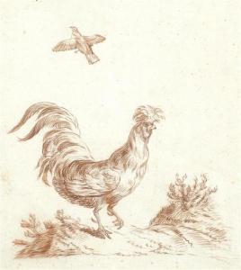 DAGOMER Charles 1700-1768,Cockerel and dove,Galerie Koller CH 2010-03-22