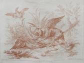 DAGOMMER Charles 1722-1766,Chien barbet mordant un hyron,Osenat FR 2014-02-23