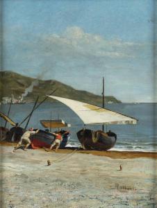 DALBESIO Adolfo 1860-1915,Barche e pescatori,Sant'Agostino IT 2022-02-25