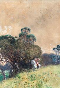 DALBONO Edoardo 1841-1915,Paesaggio con cavaliere,Casa d'Aste Arcadia IT 2024-04-18