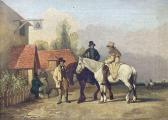 DALBY OF YORK John 1810-1865,Gentleman and Horses Taking a Break at t,Duggleby Stephenson (of York) 2023-09-08