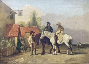 DALBY OF YORK John 1810-1865,Gentleman and Horses Taking a Break at t,Duggleby Stephenson (of York) 2023-10-27