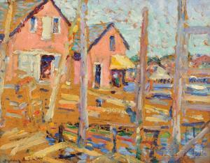 DALE SHAW Sydney 1879-1946,Fishing Shacks,Skinner US 2014-09-19