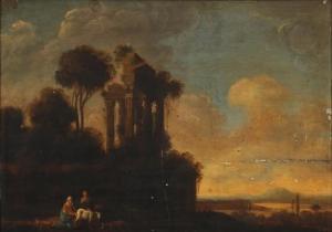DALENS Dirk I 1600-1676,An evening landscape with ruins and shepherds,Bruun Rasmussen DK 2019-09-23