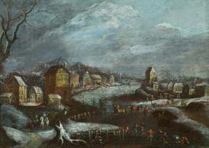 DALENS Dirk I,Village landscape in winter with a frozen river 1s,im Kinsky Auktionshaus 2021-07-06