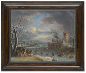 DALENS Dirk III 1688-1753,A winter landscape, with figures skating on a froz,Christie's 2020-12-17