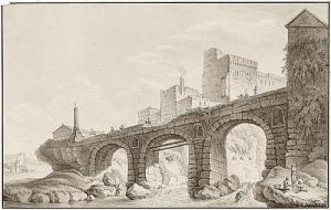 DALL ARMI Joseph,Architekturcapriccio mit steinerner Brücke,1802,Galerie Bassenge DE 2016-11-25