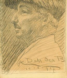 DALL OCA BIANCA Angelo 1858-1942,Ritratto di uomo con cappello,1917,Wannenes Art Auctions 2013-05-28