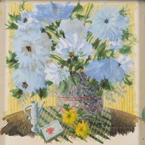 DALLAIRE Jean Philippe 1916-1965,Nature morte aux fleurs bleues,1949,Heffel CA 2022-07-28