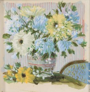 DALLAIRE Jean Philippe 1916-1965,Nature morte aux fleurs bleues et jaunes,1949,Heffel CA 2022-07-28