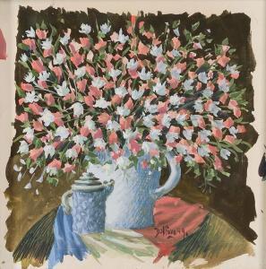 DALLAIRE Jean Philippe 1916-1965,Nature morte aux fleurs roses et bleues,1949,Heffel CA 2022-07-28
