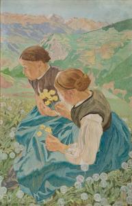 DALLEVES Raphy,Jeunes filles cueillant des fleurs,1910,Beurret Bailly Widmer Auctions 2024-03-13