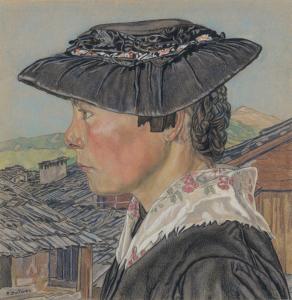 DALLEVES Raphy 1878-1940,Valaisanne de profil,Beurret Bailly Widmer Auctions CH 2024-03-13