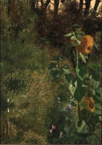DALSGAARD Christen 1824-1907,Study of a lush forest bed with flowers in the fo,1857,Bruun Rasmussen 2024-02-19