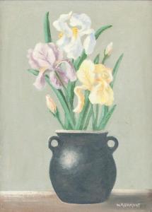 DAMANT W.R,Still-life of a bouquet of flowers in a black jug,20th Century,888auctions 2021-01-14