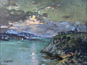 Dambeza LEON 1865-1942,Falaise et voiliers,Art Richelieu FR 2015-06-30