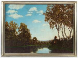 DAMERIUS Walter 1883,Landschaft mit Gewässer und Birken,Von Zengen DE 2021-06-18