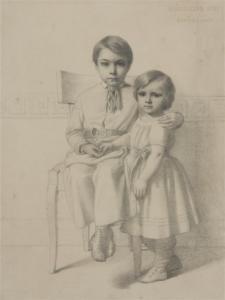 DAMERY Eugene Jean 1825-1892,Two Children,1851,Hindman US 2011-11-06