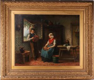 DAMSCHROEDER Jan Jac Matthys 1825-1905,a couple in a rural interior,Dawson's Auctioneers 2022-04-29