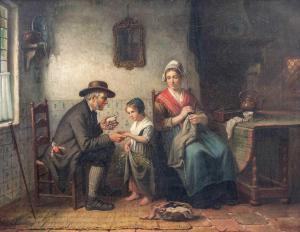 DAMSCHROEDER Jan Jac Matthys 1825-1905,Family group in a cottage interior,Tennant's GB 2022-07-16