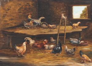 DAN MIHAIL 1840-1883,Hühner im Stall,1877,Dobiaschofsky CH 2010-11-10