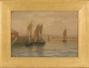 DANA Charles Edmund 1843-1924,French port scene,Eldred's US 2015-03-14