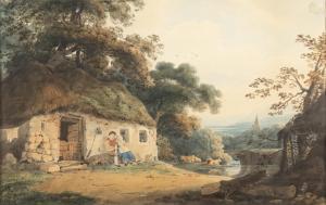DANBY Francis 1793-1861,Landscape with young couple at a cottage door,Adams IE 2022-12-07