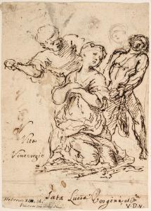 DANDINI Vicenzo 1607-1675,Martyrdom of Saint Lucy (recto); Figure study,18th century,Forum Auctions 2023-06-22