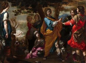 DANDINI Vicenzo 1607-1675,Moïse défend les filles de Jethro au puits de Mâdian,Aguttes FR 2020-12-10