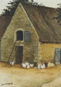 DANEIS Jean Marc 1944,Farmyard with chickens,Rosebery's GB 2024-03-12
