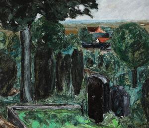 DANER JENSEN Helge 1899-1986,View from a cemetery,1934,Bruun Rasmussen DK 2024-02-27