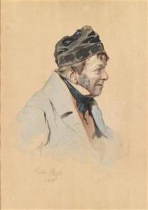DANHAUSER Josef 1805-1845,Bildnis einesHerrn im Profil mit Haube,1836,Palais Dorotheum AT 2010-11-04