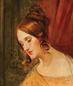 DANHAUSER Josef 1805-1845,Study for the head of Maria in \“Mariä Heimsuchu,1833/34,Palais Dorotheum 2023-10-24