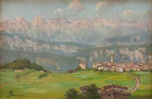 DANIELI Giuseppe 1865-1931,PAESE CON DOLOMITI,Trend Auction IT 2023-06-21