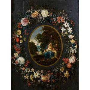 DANIELS A,Holy Family surrounded by a garland of flowers,Tajan FR 2017-03-24