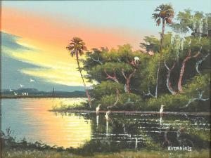 DANIELS WILLIE 1953,Florida Highwayman River Landscape,Burchard US 2021-10-17