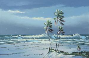 DANIELS WILLIE 1953,Florida Highwaymen Beach Scene with Crashing Surf ,Burchard US 2020-06-14