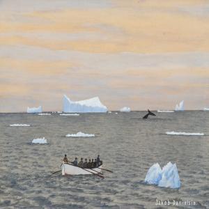 DANIELSEN Jacob 1888-1938,A boat and a whale among icebergs,Bruun Rasmussen DK 2016-09-19