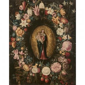 DANIELSZ Andries 1580-1640,L\’Immaculée conception dans une guirlande de fleurs,Tajan FR 2022-10-27