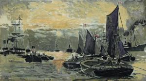 DANISH SCHOOL,Harbour scene with boats from the Danish shipyard ,Bruun Rasmussen DK 2018-10-01