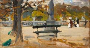 DANNENBERG Alice 1861-1948,Park Bench, Paris,Shapiro Auctions US 2020-11-07