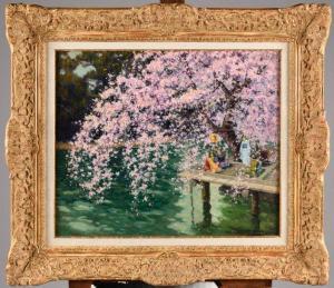 DANTU Georges 1867-1935,Japonaises sous un cerisier en fleurs,Osenat FR 2020-10-31