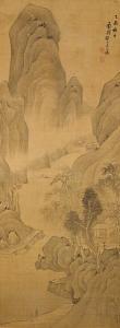 daokun wang 1525-1593,Visiting a friend by a mountain stream,1585,Bonhams GB 2011-12-19