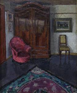 DARAS LEOPOLD Jean 1902-1980,Interieur met rode zetel,1958,Aeko BE 2010-01-25