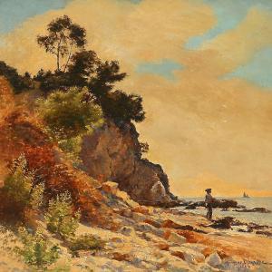 DARASSE Georges Paul 1855-1904,Coastal scenewith a boy fishing,1894,Bruun Rasmussen DK 2011-05-02